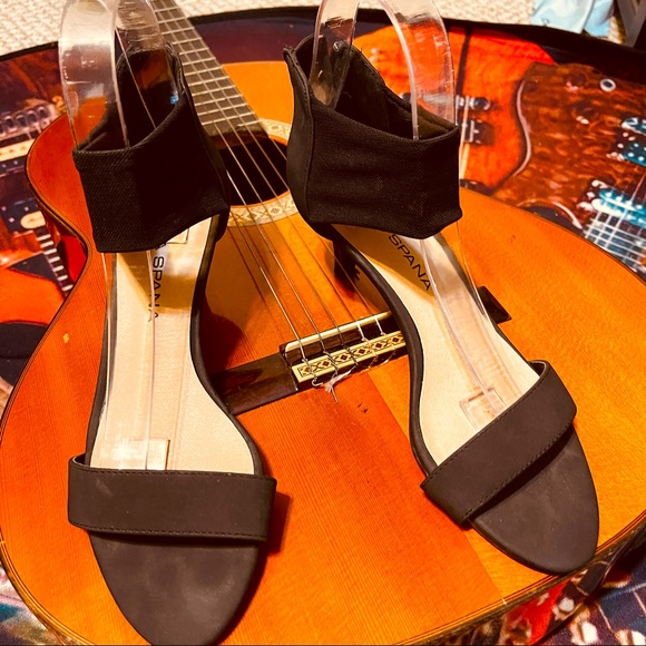 🎵Black Moda Spana Zip Back Stretch Ankle Heels!
